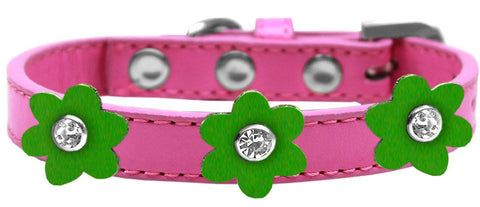 Flower Premium Collar Bright Pink With Emerald Green Flowers Size 10