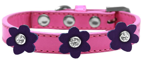 Flower Premium Collar Bright Pink With Purple Flowers Size 12