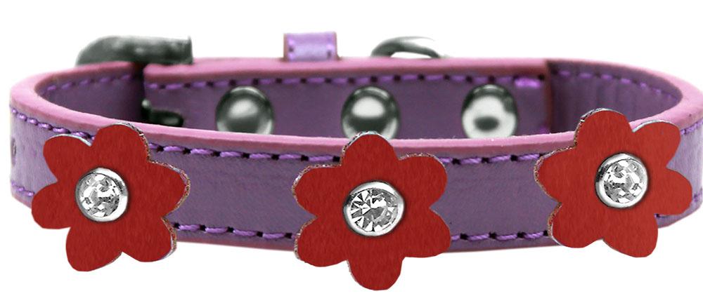 Flower Premium Collar Lavender With Red Flowers Size 12