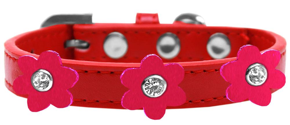 Flower Premium Collar Red With Bright Pink Flowers Size 16