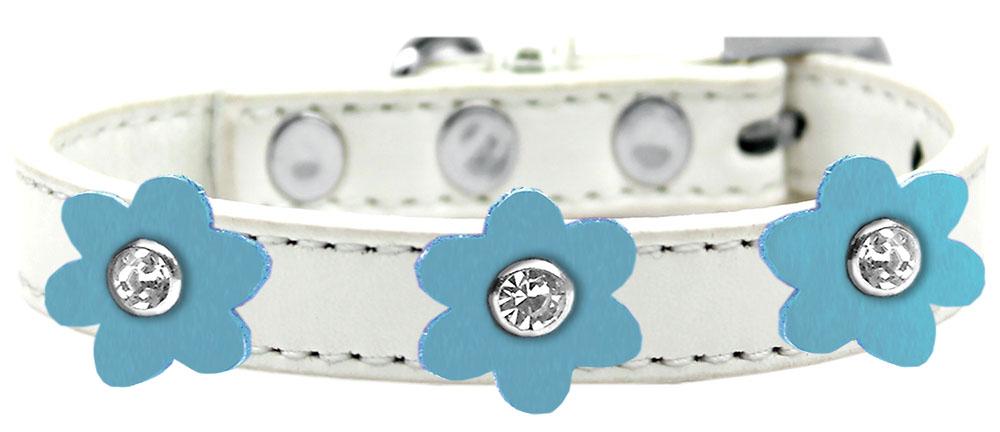 Flower Premium Collar White With Baby Blue Flowers Size 10