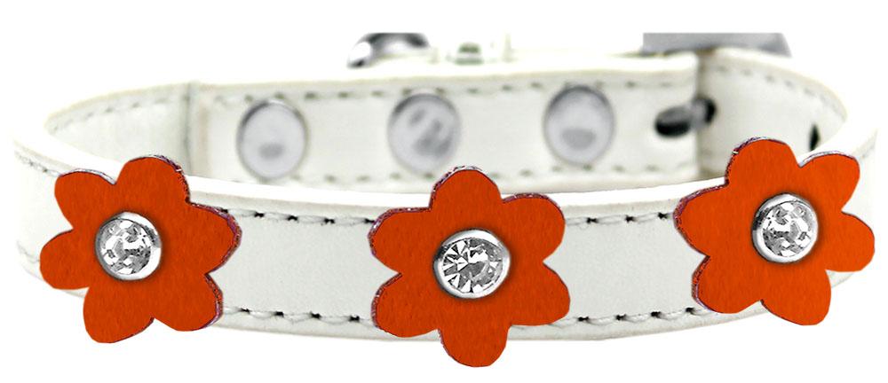 Flower Premium Collar White With Orange Flowers Size 14