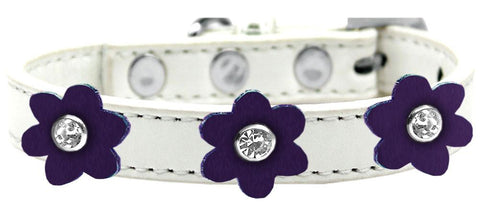 Flower Premium Collar White With Purple Flowers Size 10