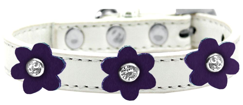 Flower Premium Collar White With Purple Flowers Size 14