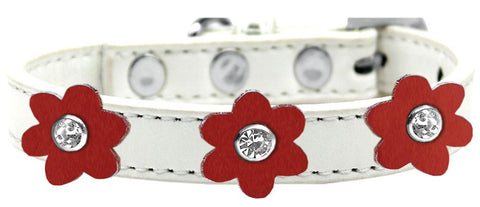 Flower Premium Collar White With Red Flowers Size 10