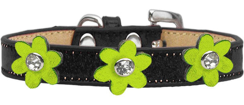 Metallic Flower Ice Cream Collar Black With Metallic Lime Green Flowers Size 16