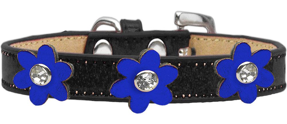 Metallic Flower Ice Cream Collar Black With Metallic Blue Flowers Size 10