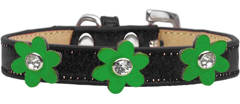 Metallic Flower Ice Cream Collar Black With Metallic Emerald Green Flowers Size 10