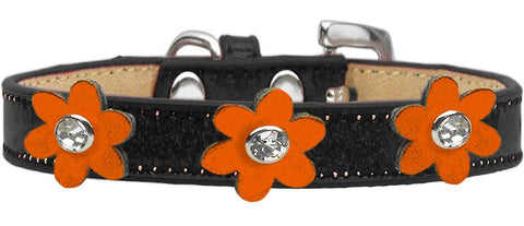 Metallic Flower Ice Cream Collar Black With Metallic Orange Flowers Size 12