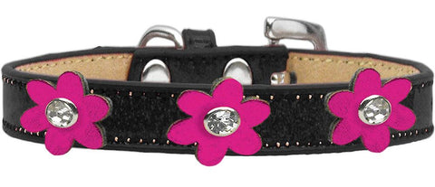 Metallic Flower Ice Cream Collar Black With Metallic Pink Flowers Size 10