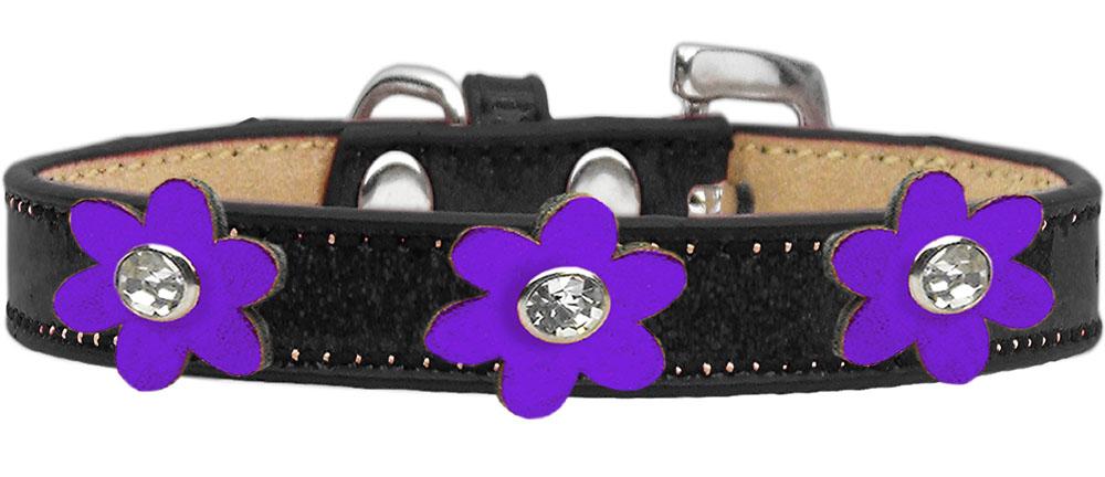 Metallic Flower Ice Cream Collar Black With Metallic Purple Flowers Size 10