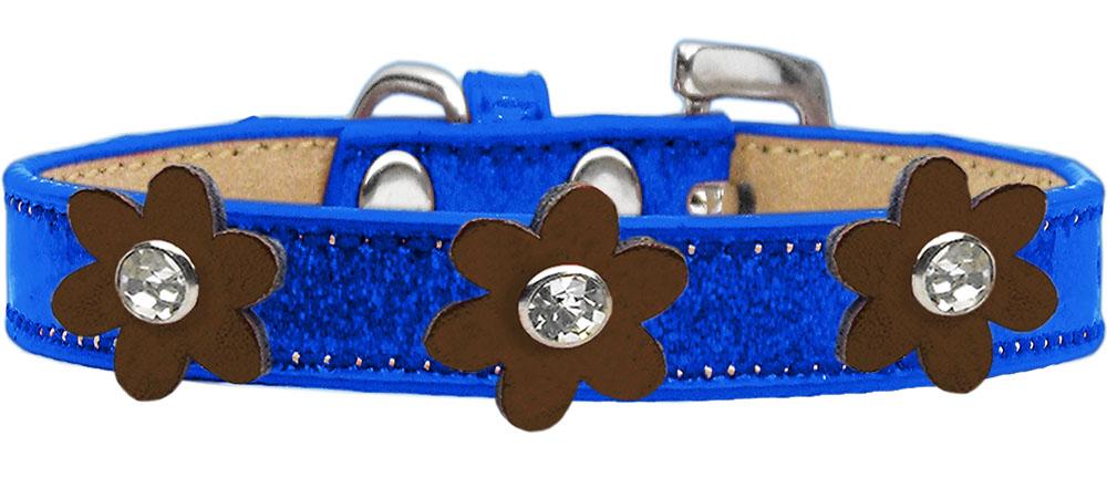 Metallic Flower Ice Cream Collar Blue With Bronze Flowers Size 10