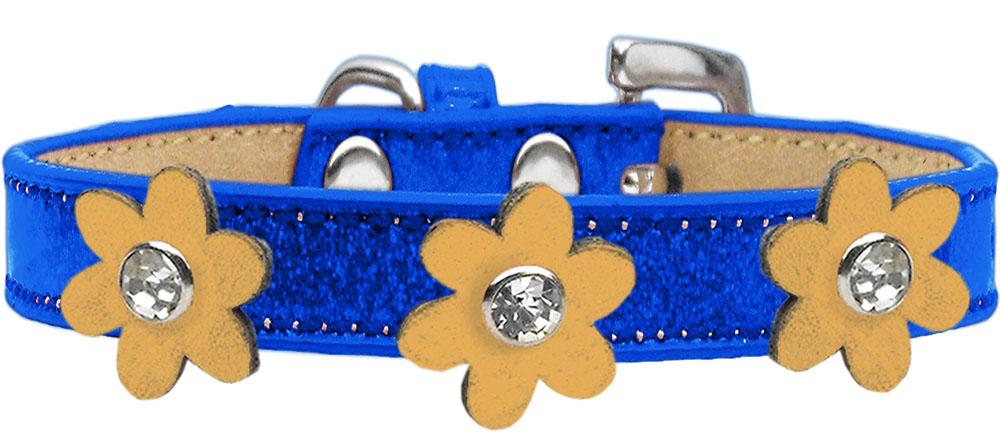 Metallic Flower Ice Cream Collar Blue With Gold Flowers Size 10