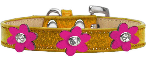 Metallic Flower Ice Cream Collar Gold With Metallic Pink Flowers Size 10