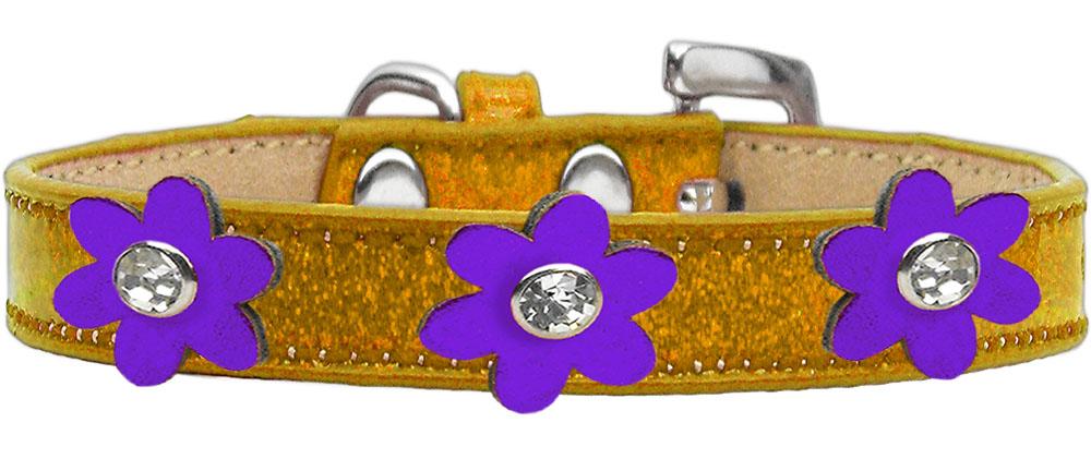 Metallic Flower Ice Cream Collar Gold With Metallic Purple Flowers Size 10