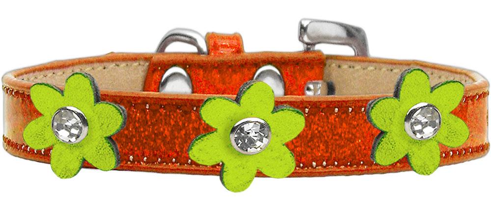 Metallic Flower Ice Cream Collar Orange With Metallic Lime Green Flowers Size 10