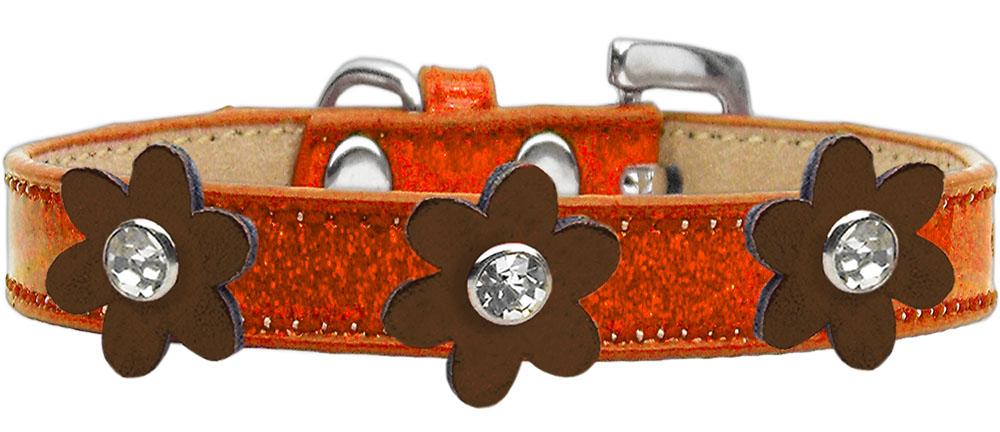 Metallic Flower Ice Cream Collar Orange With Bronze Flowers Size 10