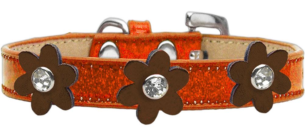 Metallic Flower Ice Cream Collar Orange With Bronze Flowers Size 20