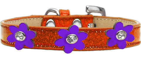 Metallic Flower Ice Cream Collar Orange With Metallic Purple Flowers Size 10