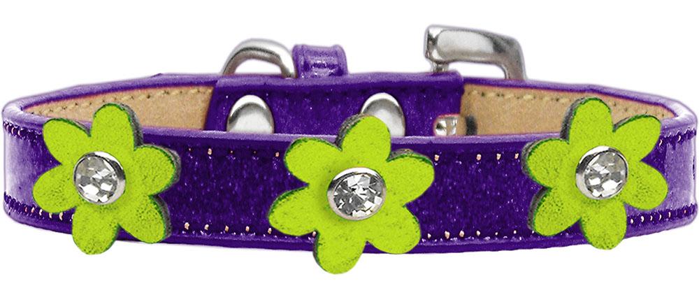 Metallic Flower Ice Cream Collar Purple With Metallic Lime Green Flowers Size 10