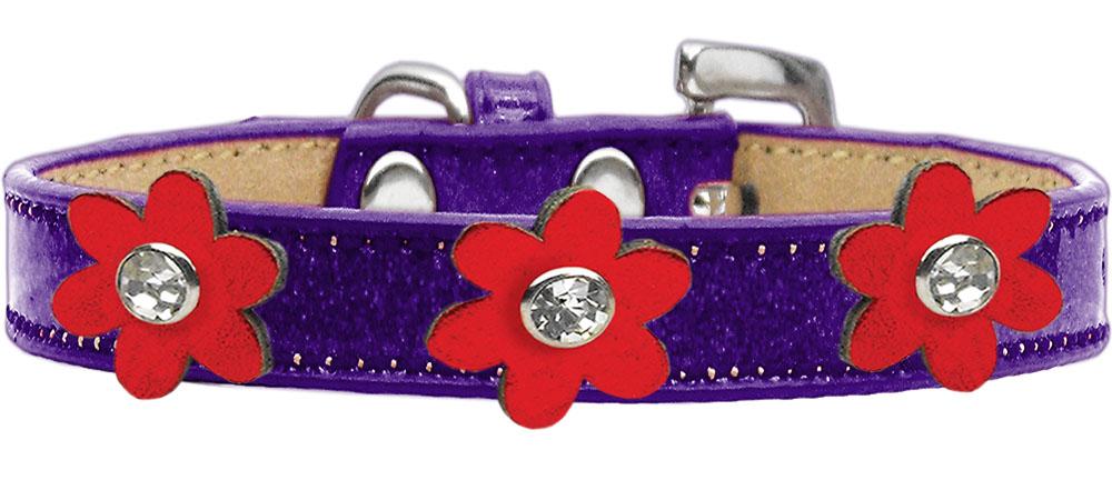 Metallic Flower Ice Cream Collar Purple With Metallic Red Flowers Size 10