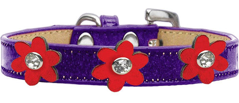 Metallic Flower Ice Cream Collar Purple With Metallic Red Flowers Size 16