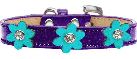 Metallic Flower Ice Cream Collar Purple With Metallic Turquoise Flowers Size 10