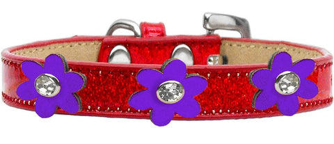 Metallic Flower Ice Cream Collar Red With Metallic Purple Flowers Size 12