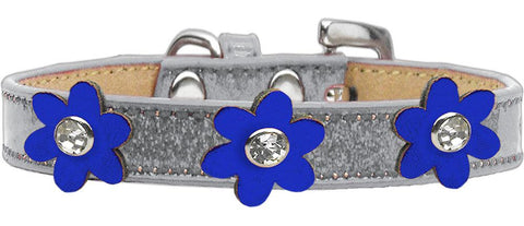 Metallic Flower Ice Cream Collar Silver With Metallic Blue Flowers Size 10