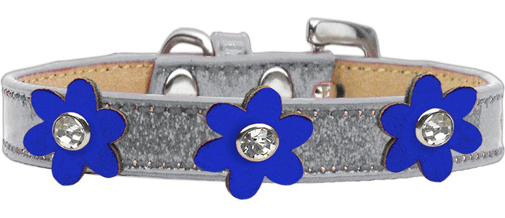 Metallic Flower Ice Cream Collar Silver With Metallic Blue Flowers Size 12