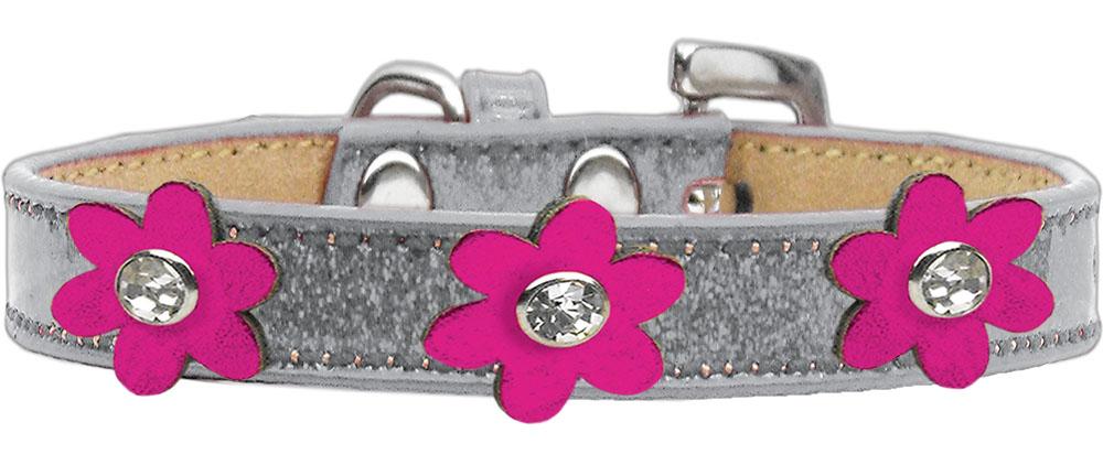 Metallic Flower Ice Cream Collar Silver With Metallic Pink Flowers Size 10