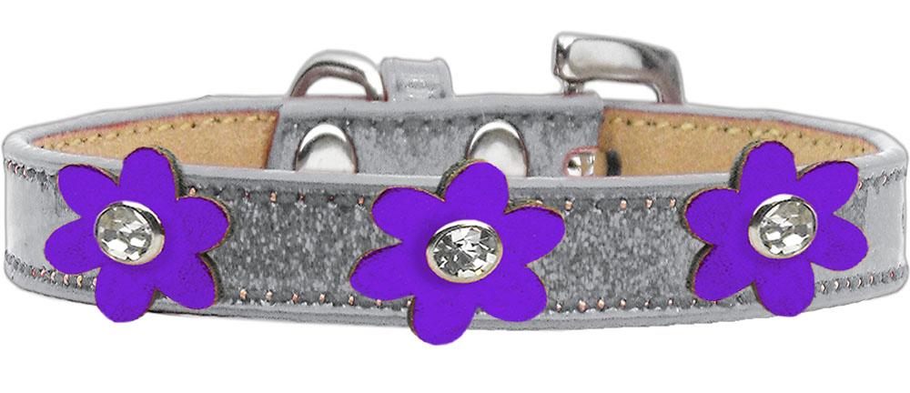 Metallic Flower Ice Cream Collar Silver With Metallic Purple Flowers Size 10