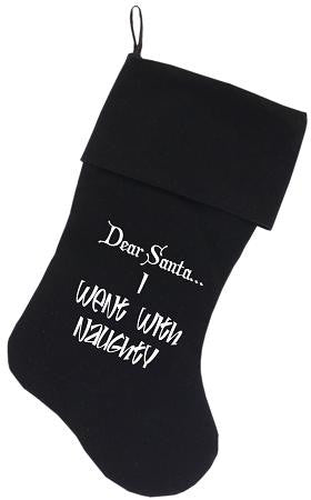 Went with Naughty Screen Print 18 inch Velvet Christmas Stocking Black