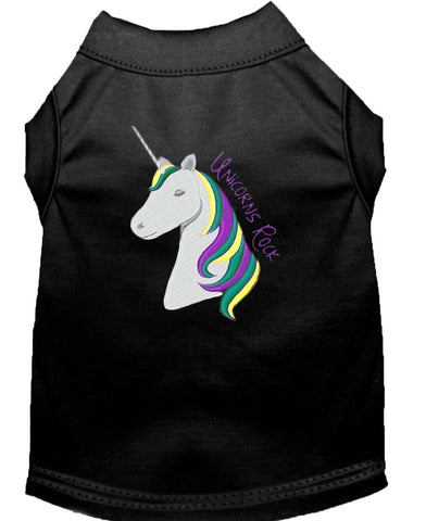 Unicorns Rock Embroidered Dog Shirt Black Lg (14)