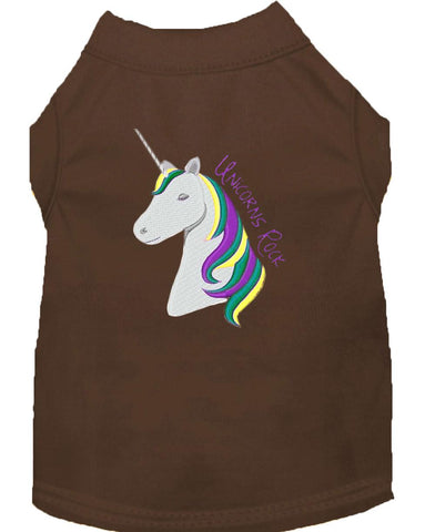 Unicorns Rock Embroidered Dog Shirt Brown Lg (14)