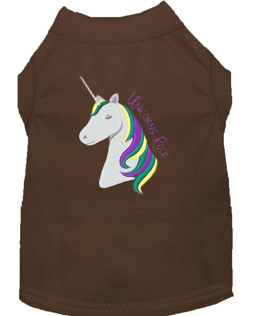 Unicorns Rock Embroidered Dog Shirt Brown Med (12)