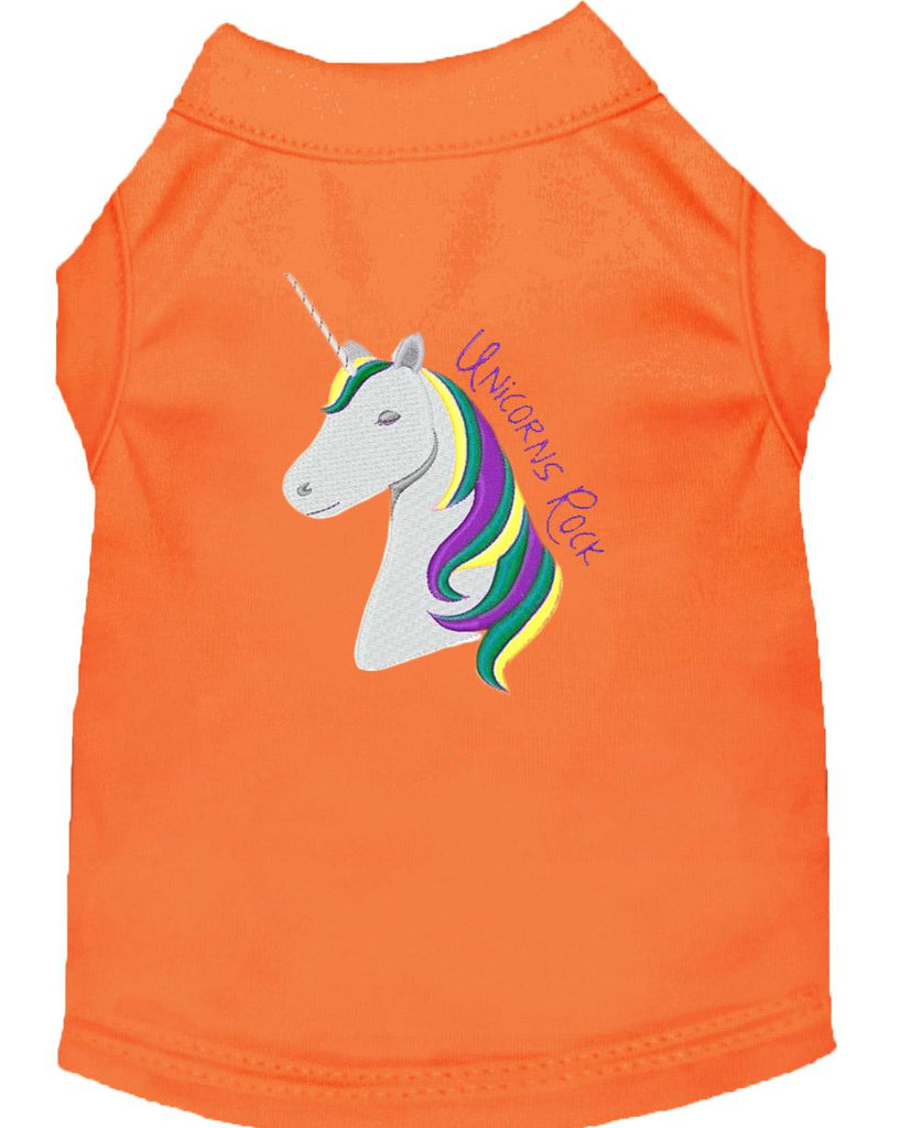 Unicorns Rock Embroidered Dog Shirt Orange Lg (14)