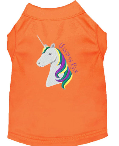 Unicorns Rock Embroidered Dog Shirt Orange Lg (14)