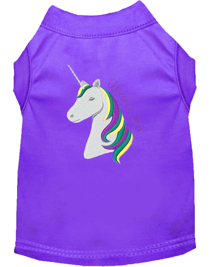 Unicorns Rock Embroidered Dog Shirt Purple Med (12)