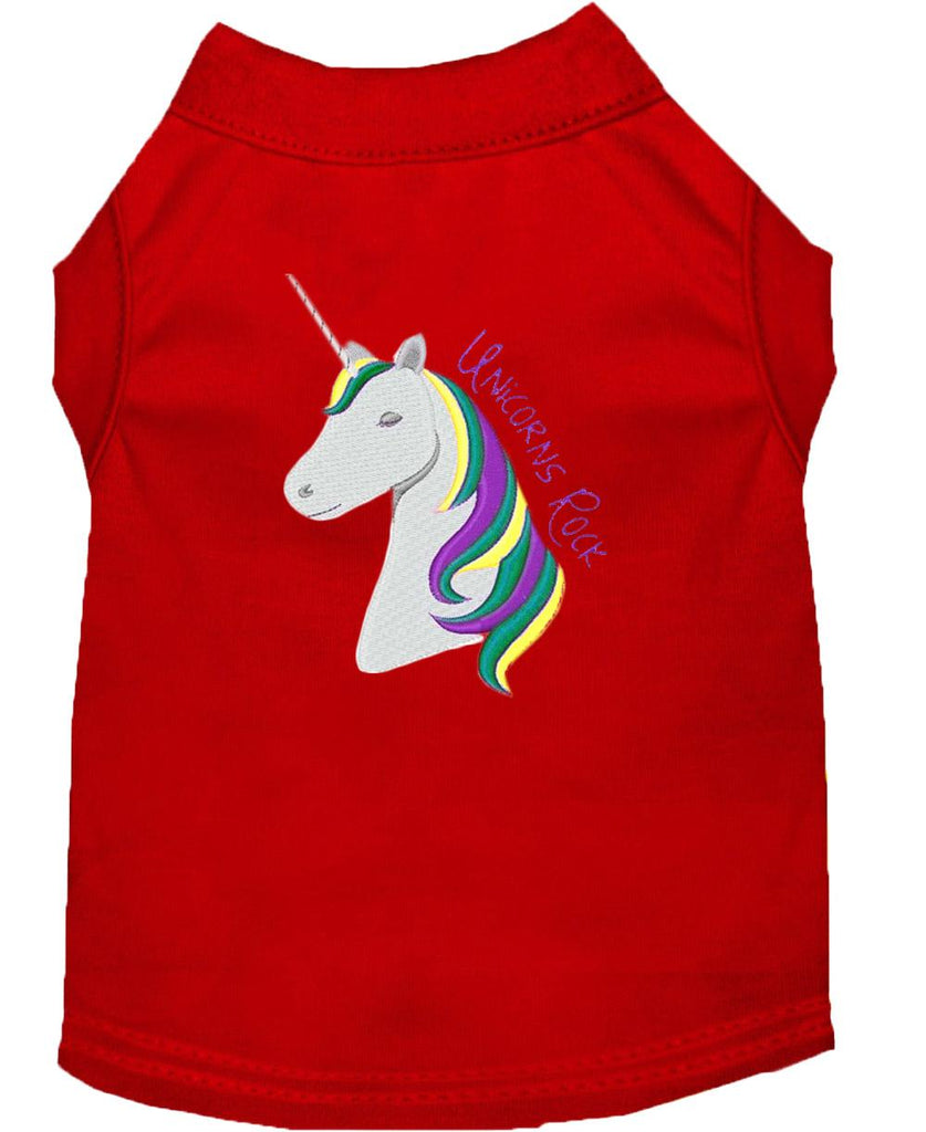 Unicorns Rock Embroidered Dog Shirt Red Lg (14)