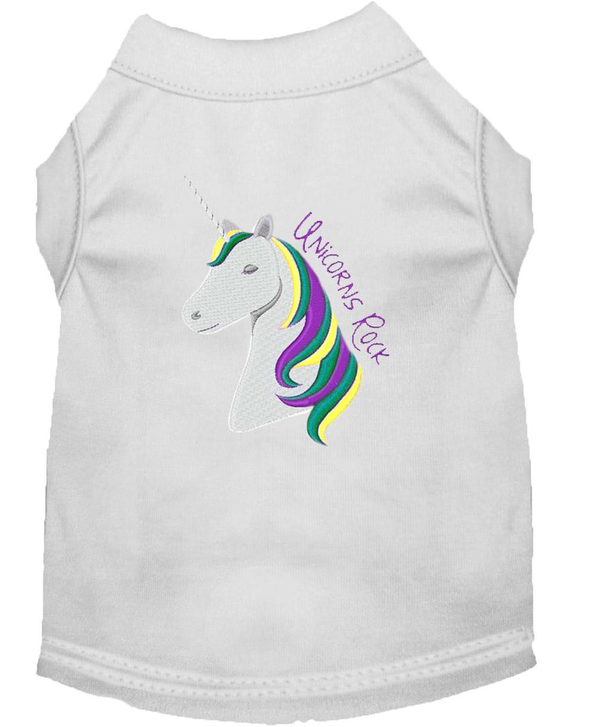 Unicorns Rock Embroidered Dog Shirt White Xxl (18)