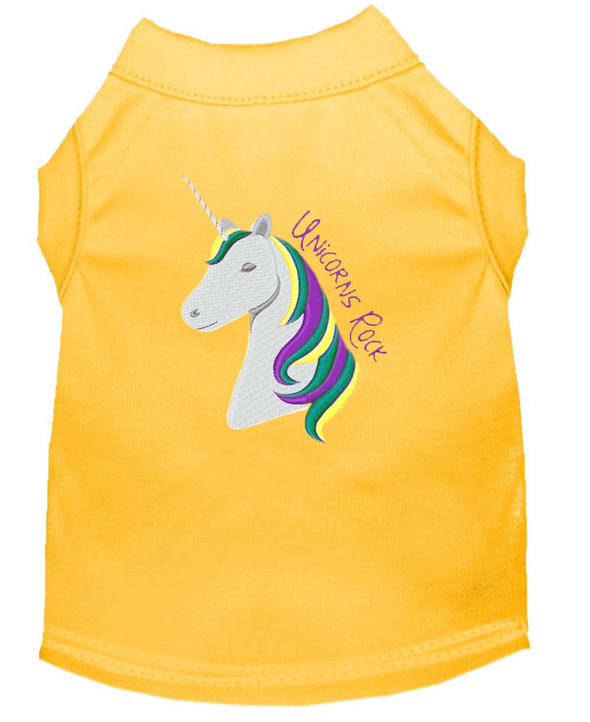 Unicorns Rock Embroidered Dog Shirt Yellow Lg (14)