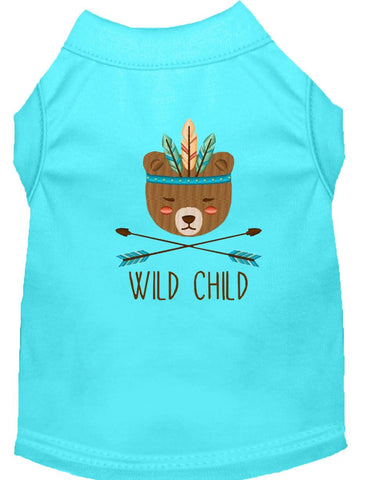 Wild Child Embroidered Dog Shirt Aqua Lg (14)