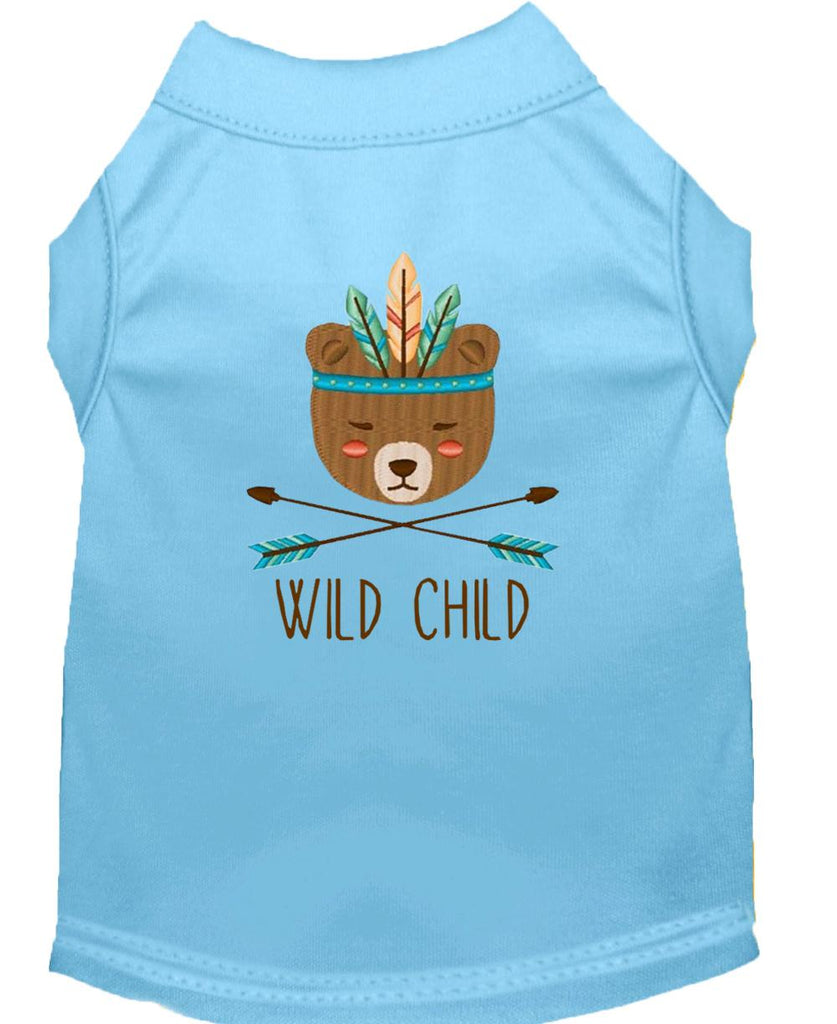 Wild Child Embroidered Dog Shirt Baby Blue Med (12)