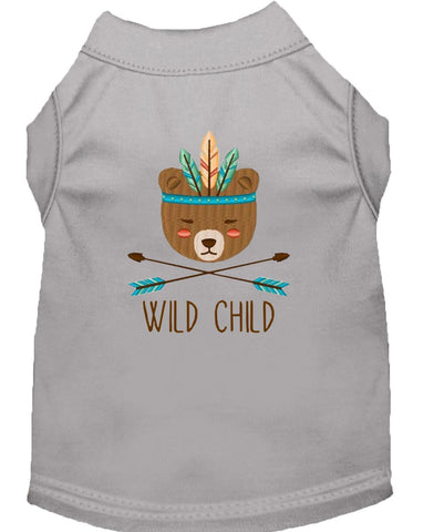 Wild Child Embroidered Dog Shirt Grey Lg (14)