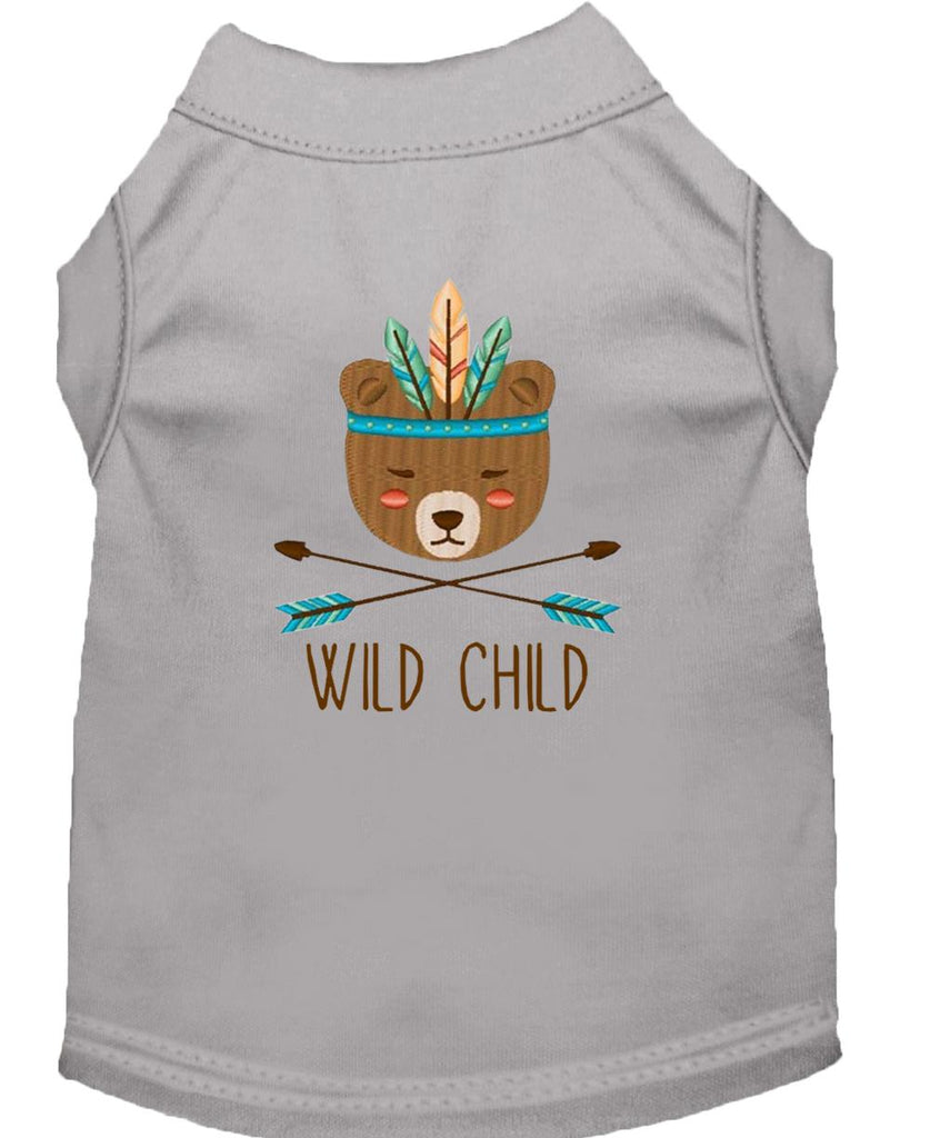 Wild Child Embroidered Dog Shirt Grey Sm (10)