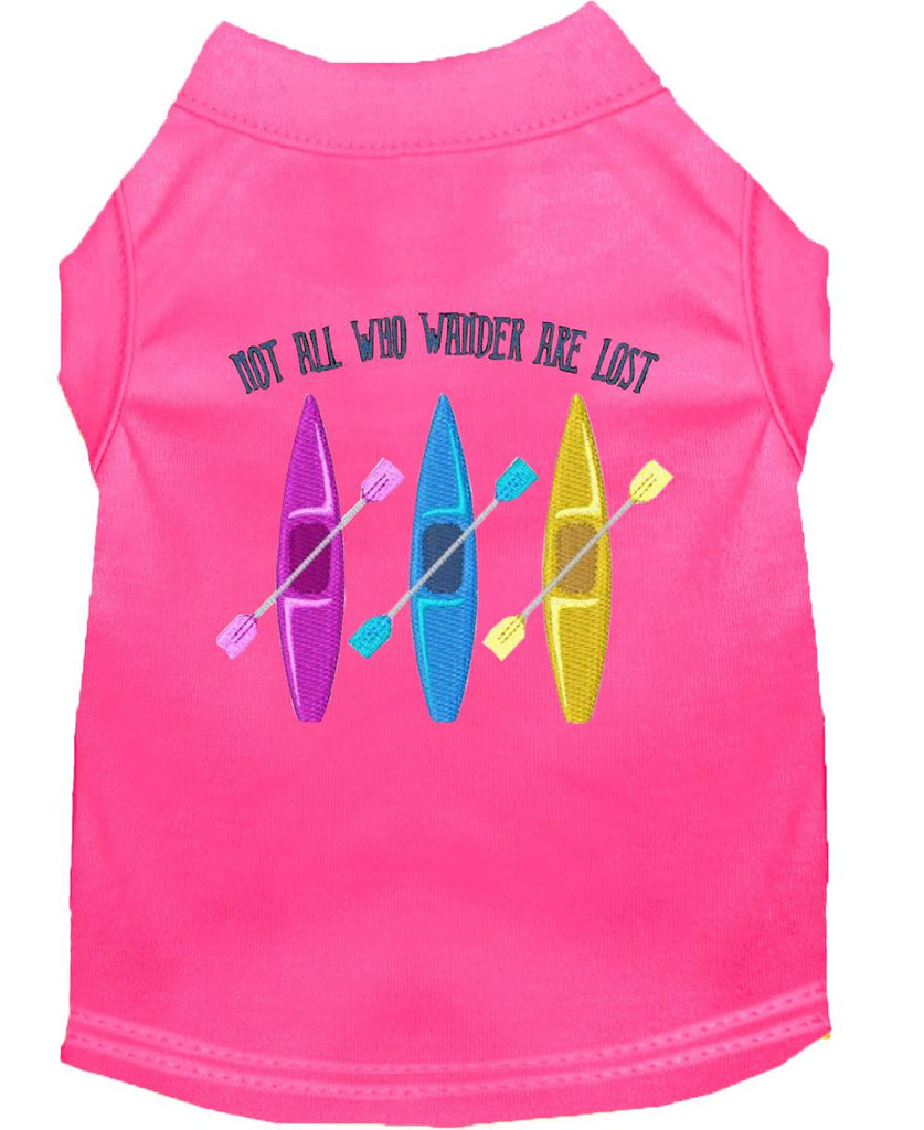 Not All Who Wander Embroidered Dog Shirt Bright Pink Xxl (18)