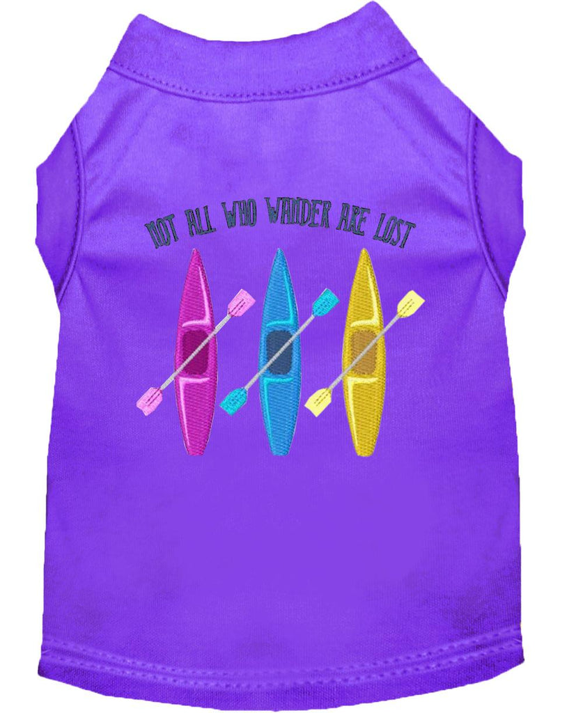 Not All Who Wander Embroidered Dog Shirt Purple Sm (10)