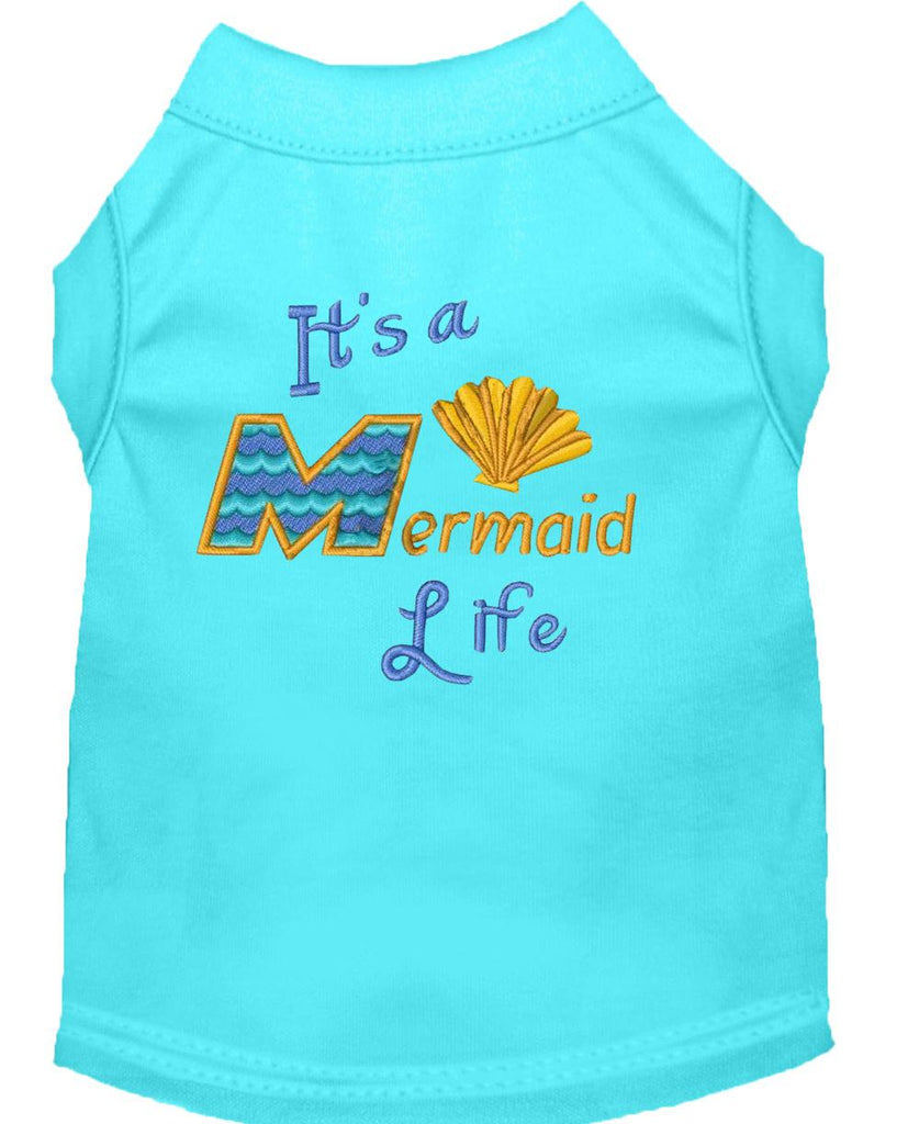 Mermaid Life Embroidered Dog Shirt Aqua Lg (14)