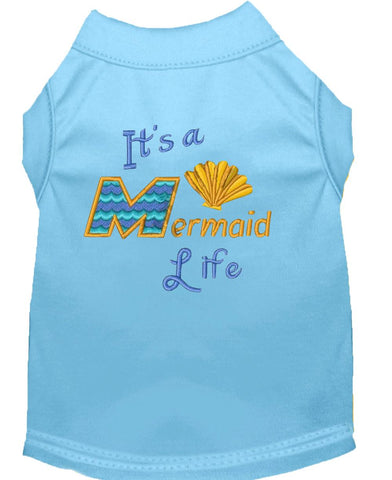 Mermaid Life Embroidered Dog Shirt Baby Blue Lg (14)